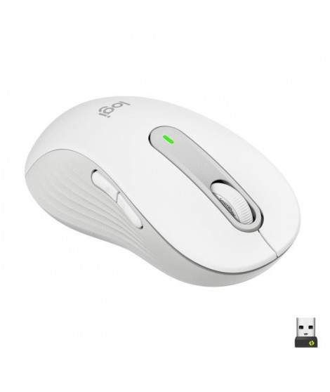 Souris Sans Fil Logitech Signature M650 L - Gauche - Pour Mains Larges, Silencieuse, Bluetooth, Boutons Programmables - Blanche