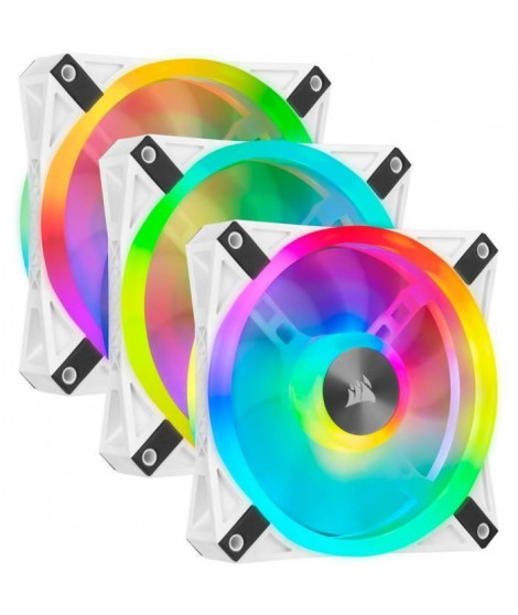 CORSAIR  QL120 RGB Blanc, 120mm RGB LED Fan, Triple Pack + Node CORE (CO-9050104-WW)