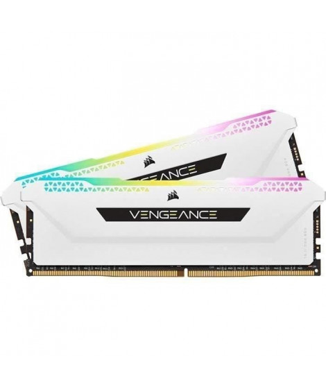 Mémoire RAM - CORSAIR - Vengeance RGB Pro DDR4 - 16GB 2x8GB DIMM - 3600 MHz  - 1.35V - Blanc (CMH16GX4M2D3600C)