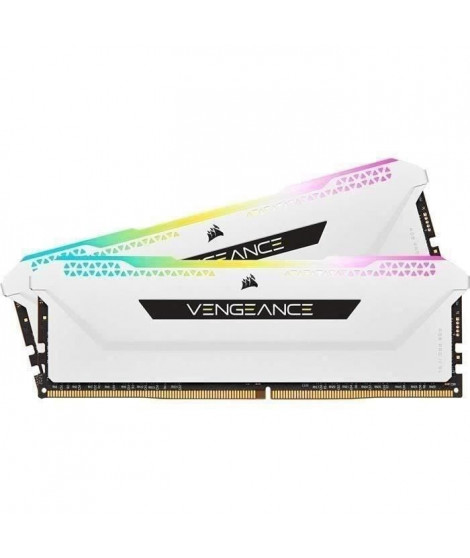 Mémoire RAM - CORSAIR - Vengeance RGB Pro SL DDR4 - 16GB 2x8GB DIMM - 3200 MHz  - 1.35V - Blanc (CMH16GX4M2E3200C)