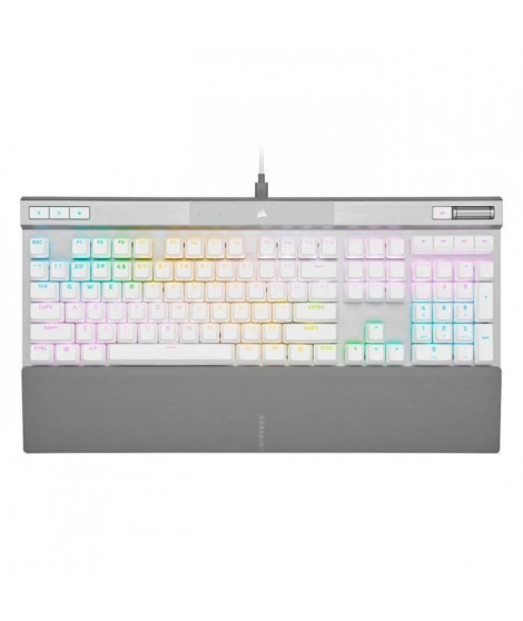 Clavier Gaming optique-mécanique - AZERTY - CORSAIR - K70 PRO OPX - Rétroéclairage LED RGB - Blanc (CH-910951A-FR)