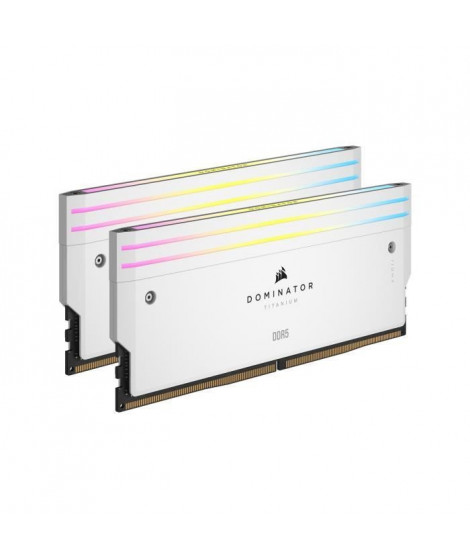 Mémoire RAM - CORSAIR - Dominator Titanium RGB DDR5 - 32GB 2x16GB DIMM - 6400MT/s - Intel XMP 3.0  - 1.40V - Blanc (CMP32GX5M…