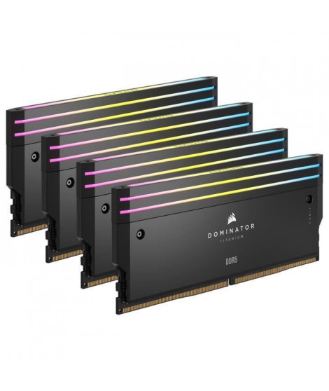 Mémoire RAM - CORSAIR - Dominator Titanium RGB DDR5 - 64GB 4x16GB DIMM - 6400MT/s - Intel XMP 3.0  - 1.35V - Noir (CMP64GX5M4…