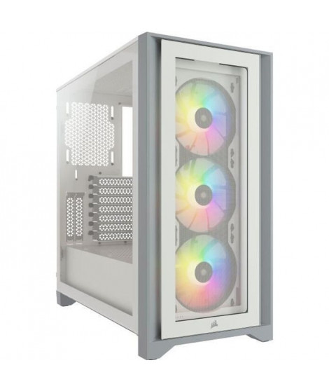 CORSAIR Boîtier PC iCUE 4000X RGB - Moyen Tour - Verre trempé - Blanc (CC9011205WW)