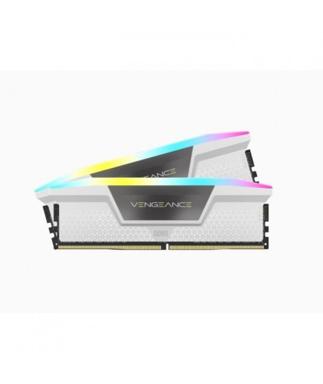 Mémoire RAM - CORSAIR - Vengeance RGB DDR5 - 32GB 2x16GB DIMM - 6000 MHz - 1,35V - Blanc (CMH32GX5M2D6000C36W)