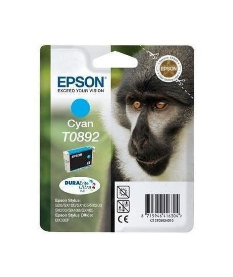 EPSON Cartouche d'encre T0892 Cyan - Singe (C13T08924011)