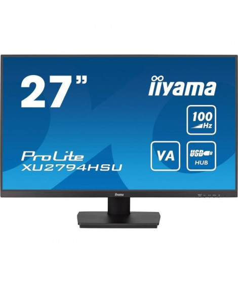 Ecran PC - IIYAMA - XU2794HSU-B6 - 27 VA FHD 1920 x 1080 - 1ms - 100Hz - HDMI DP - Pied réglable en hauteur