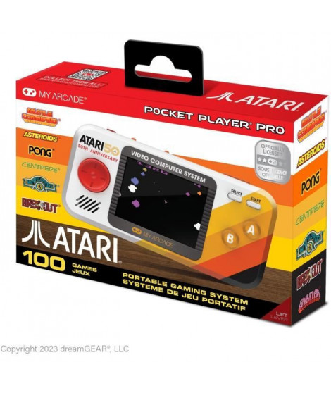 Pocket Player PRO - Atari 50th Anniversary - Jeu rétrogaming - 100 jeux intégrés - Ecran 7cm Haute Résolution