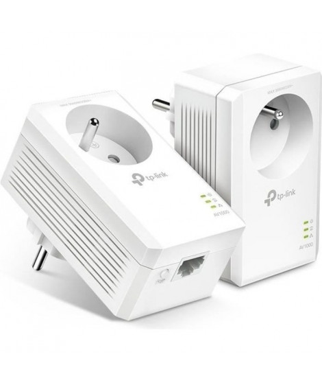 TP-Link TL-PA7017P KIT(FR) CPL 1000Mbps, Prise CPL avec 1 Port Gigabit et Prise Intégrée, Boitier CPL Kit de 2