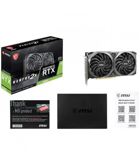 MSI - Carte graphique RTX 3060 VENTUS 2X OC - 12 Go (912-V397-039) - LHR