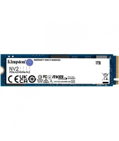 KINGSTON TECHNOLOGY Disque dur - SSD NV2 - 1To interne - M.2 2280 PCIe 4.0 NVMe - Bleu