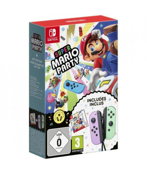 Super Mario Party (Code) + Paire de manettes Joy-Con Violet Pastel & Vert Pastel - Édition Bundle | Jeu Nintendo Switch