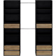 Dressing COMBI 2 penderies et 6 tiroirs - L 177 x P 48 x H 200 cm - Décor Noir et Chene rustique