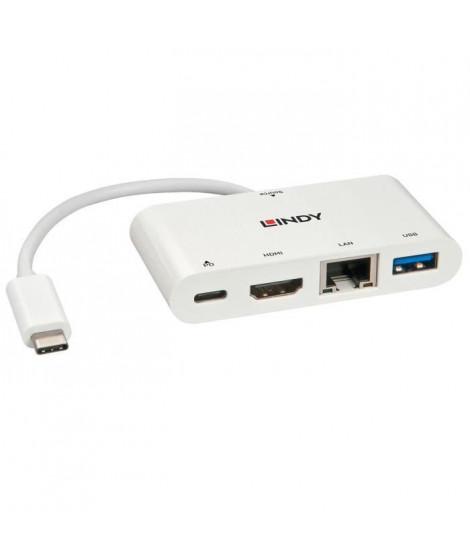LINDY - 43239 - Mini Dock USB 3.1 Type C pour Notebook - HDMI, PD 3.0 100W, USB 3.1, Gigabit