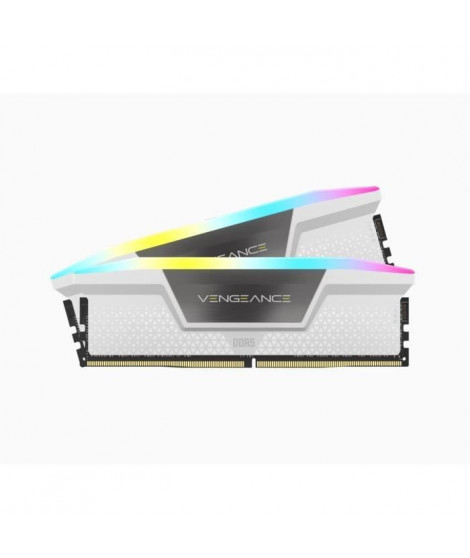 Mémoire RAM - CORSAIR - Vengeance RGB DDR5 - 32GB 2x16GB DIMM - 5600 MHz - 1,25V - Blanc (CMH32GX5M2B5600C36WK)