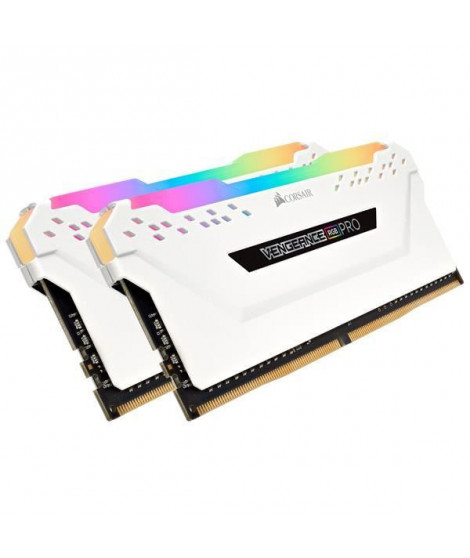 Mémoire RAM - CORSAIR - Vengeance RGB Pro Series DDR4 - 16GB 2x8GB DIMM - 3200 MHz  - 1.35V - Blanc (CMW16GX4M2C3200C)