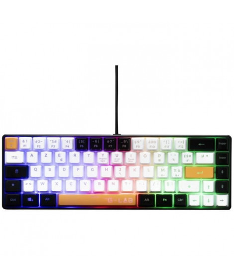 Clavier Gaming - THE G-LAB - KEYZ-HYDRO-BKWO/FR - Membrane 60% 3 couleurs Noir + Blanc + Orange