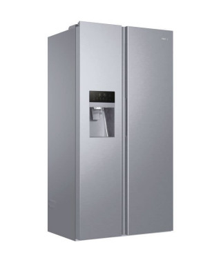 Réfrigérateur américain - HAIER - HSR3918FIPG - 2 portes - Distributeur d'eau, glaçons, glace pilée - F - 188,8x98x71,6 - Silver