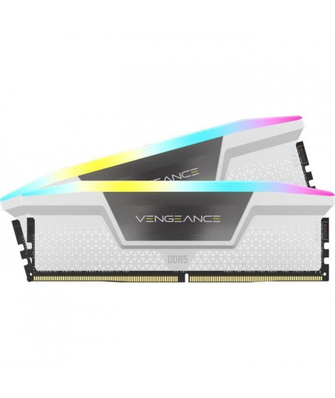 CORSAIR Vengeance RGB DDR5 - 32GB 2x16GB DIMM - 6000MHz - Unbuffered, 40-40-40-77, XMP 3.0, White Heatspreader, RGB LED, 1.35V