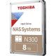 Disque Dur Interne - TOSHIBA - NAS N300 - 8To - 7200 tr/min - 3.5 Boite Retail (HDWG480EZSTA)