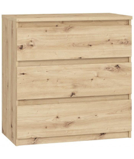 Commode CHELSEA 3 tiroirs - 77,2 cm - Décor chene artisan
