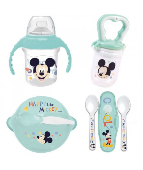 Pack repas 1er age THERMOBABY MICKEY - 1 grignoteuse + 1 bol + 1 tasse a poignée +2 cuilleres