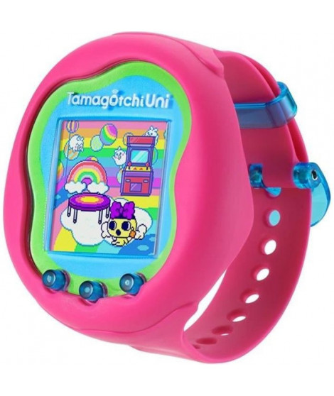 Bandai  Tamagotchi Uni  Tamagotchi connecté avec bracelet montre - Animal de compagnie virtuel - Modele Rose - 43351