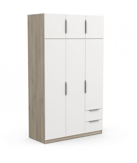 Armoire GHOST - Décor chene kronberg et blanc mat - 6 Portes + 2 Tiroirs - L.119,4 x P.51,1 x H.203 cm - DEMEYERE