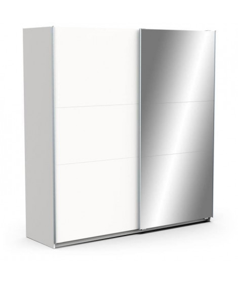 Armoire GHOST - Décor blanc mat - 2 Portes coulissantes + miroir - L.194,5 x P.59,9 x H.203 cm - DEMEYERE