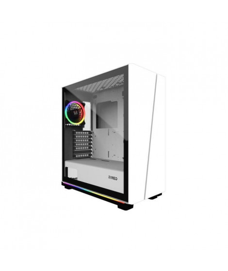 MRED - Boîtier PC Gamer ATX - Blanc RGB White Destroyer Strip-G