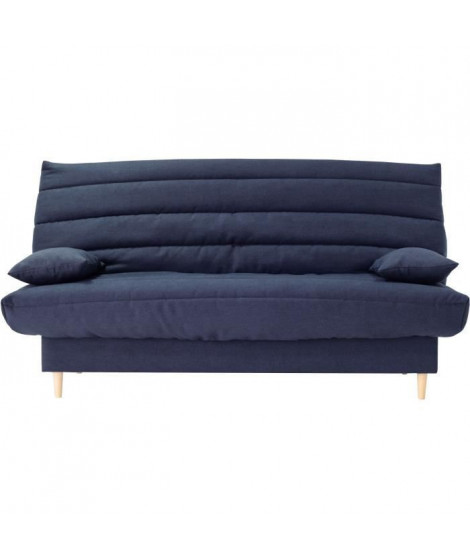 Clic clac 3 places LIV 20 - Tissu Soro bleu foncé - Couchage 125x190 cm - Avec coussins - L193 x P95 x H93 cm