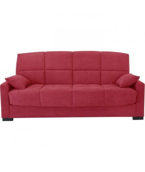 Clic clac 3 places MEGAN 14 - Tissu Soro rouge - Avec accoudoirs - Couchage 130x190 cm - L223 x P96 x H103 cm