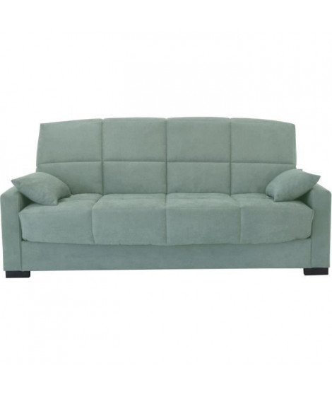 Clic clac 3 places MEGAN 14 - Tissu Soro vert amande - Avec accoudoirs - Couchage 130x190 cm - L223 x P96 x H103 cm