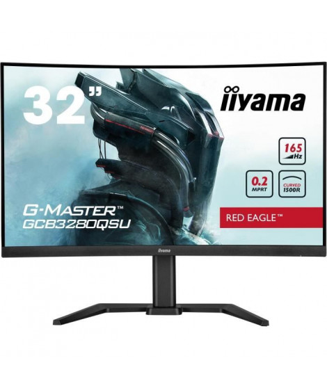 Ecran PC Gamer - IIYAMA - G-Master Red Eagle - GCB3280QSU-B1 - 31,5 WQHD - 0,4ms - 165Hz - HDMI / DisplayPort - FreeSync premium