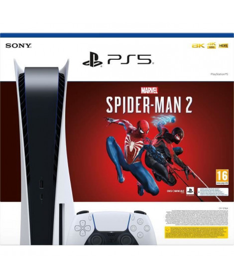 Console PlayStation 5 - Édition Standard + Marvel's Spider-Man 2 (code dans la boîte)