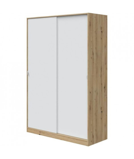 Armoire TOP - Décor chene - 2 Portes coulissantes - L200 x H120 x P50 cm