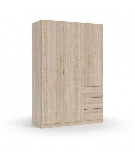 Armoire LC200 - Décor chene canadien - 3 Portes + 3 Tiroirs - L200 x H135 x P40 cm