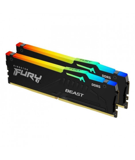 Mémoire RAM - KINGSTON - FURY Beast - RGB - 32 Go (2 x 16 Go) - DDR5 - 5600 Mhz CL40 - (KF556C40BBAK2-32)