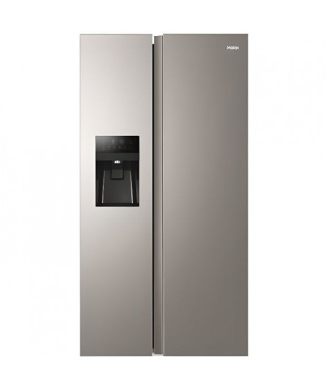 HAIER HSR3918FIMP - Réfrigérateur américain 515L (337+178) - No Frost Multiflow - L90,8cm xH177,5cm - Gris platinium