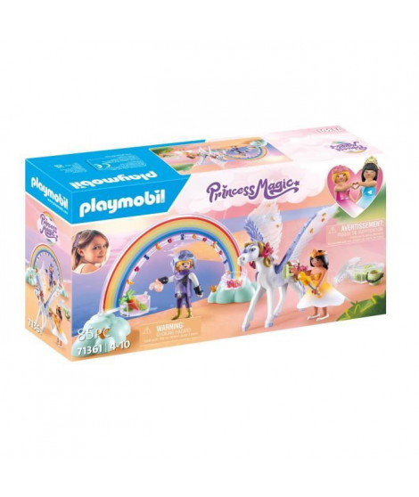 PLAYMOBIL 71361 Cheval ailé a décorer - Princess Magic - Avec une princesse, un chevalier et un arc-en-ciel a décorer - Des 4…