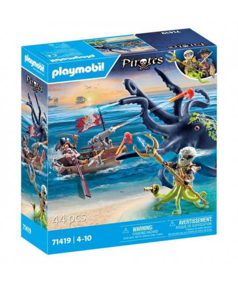 PLAYMOBIL 71419 Pirate avec pieuvre géante - Pirates - Avec un pirate, un canon, un monstre pieuvre géant  - Des 4 ans