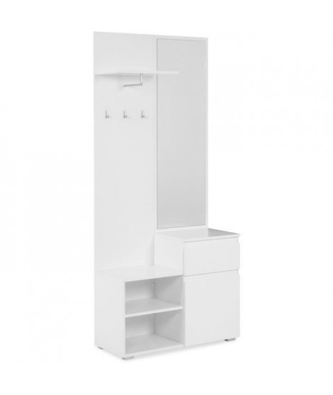 Buffet salle a manger IMAGE - Décor blanc - 1 porte + 1 tiroir - L85 x H195 x P37 cm