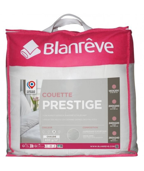 Couette 240x260 cm BLANREVE PRESTIGE - Chaude - 100% Polyester - 2 Personnes - Satin rayé