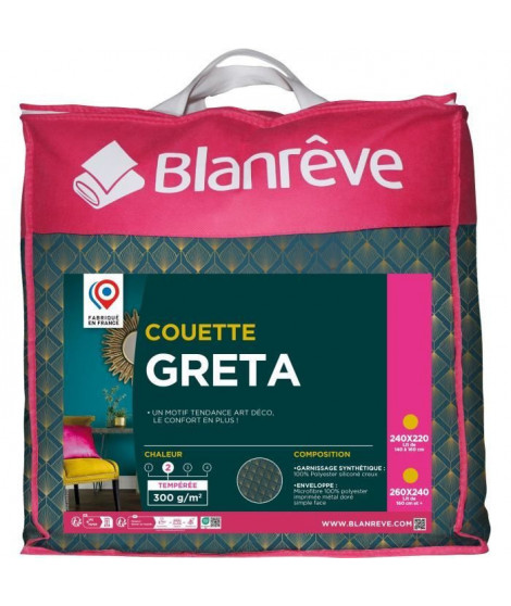 Couette 220x240 cm - BLANREVE - 100% Polyester - 2 Personnes - Microfibre Imprimé métallique