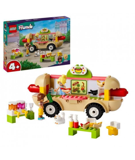 LEGO 42633 Friends Le Food-Truck de Hot-Dogs, Jouet de Restaurant Mobile, avec Figurines et Chat, Cadeau Enfants