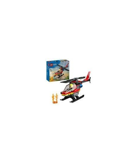 LEGO 60411 City L'Hélicoptere de Secours des Pompiers, Jouet avec Minifigurines de Pilote Pompier, Cadeau pour Enfants