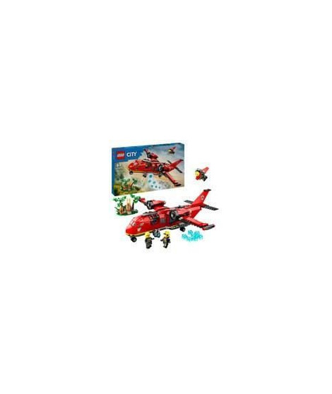 LEGO 60413 City L'Avion de Sauvetage des Pompiers, Jouet avec 3 Minifigurines de Pilote, Pompiere