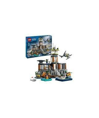 LEGO 60419 City La Prison de la Police en Haute Mer, Jouet avec Hélicoptere et Bateau, 7 Minifigurines et Figurine de Chien