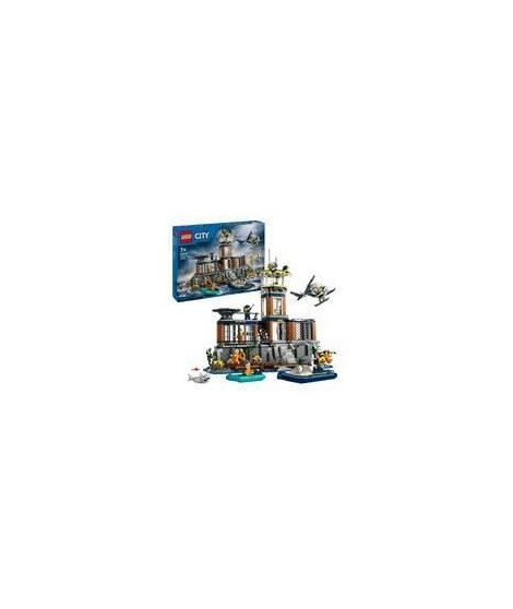 LEGO 60419 City La Prison de la Police en Haute Mer, Jouet avec Hélicoptere et Bateau, 7 Minifigurines et Figurine de Chien