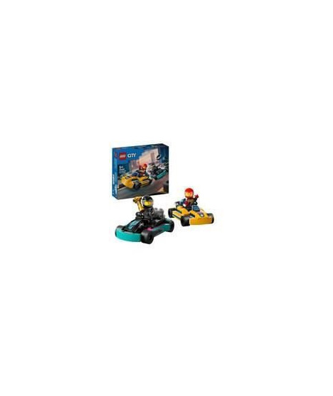 LEGO 60400 City Les Karts et les Pilotes de Course, Jouet avec 2 Karting, avec 2 Minifigurines de Pilotes de Voitures